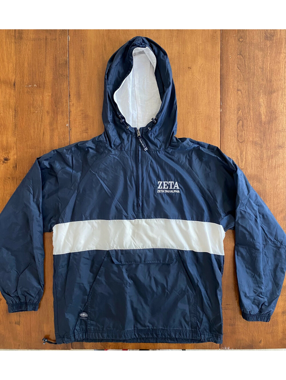 ZETA TAU ALPHA ZTA Charles River Apparel PACKABLE PULLOVER HOODED JACKET Size S